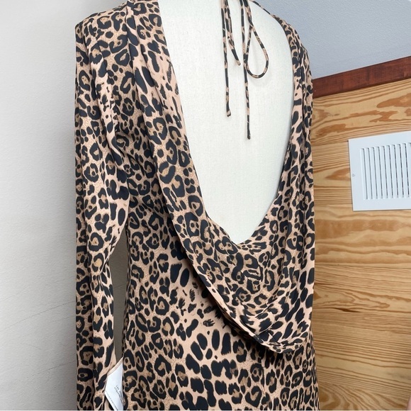 Dress The Population Dahlia Leopard Print Long Sleeve Shift Dress XS NWT - Picture 7 of 16